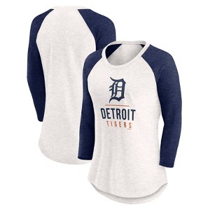 MLB Detroit Tigers Women's White 3/4 Sleeve Fashion T-Shirt - 1 of 3