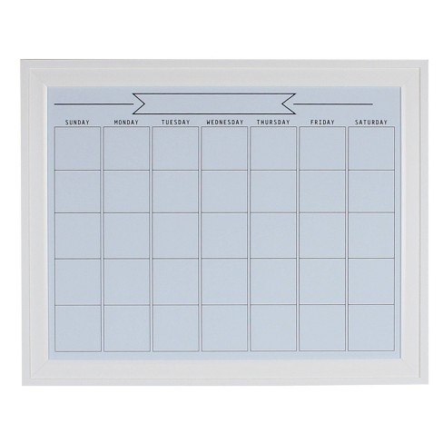 DesignOvation Beatrice Framed Magnetic Chalkboard Monthly Calendar White