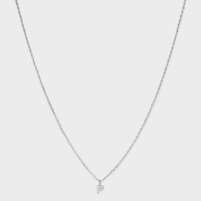 Sterling Silver Small Polished Initial Pendant Necklace - A New Day™ Silver
