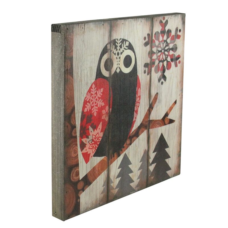 Raz Imports 13.75" Alpine Chic Wide - Eyed Owl in Woods with Snowflakes Wall Art Plaque, 2 of 3