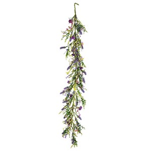 Vickerman 5' Artificial Purple Lilac Wild Flower Garland. - 1 of 4