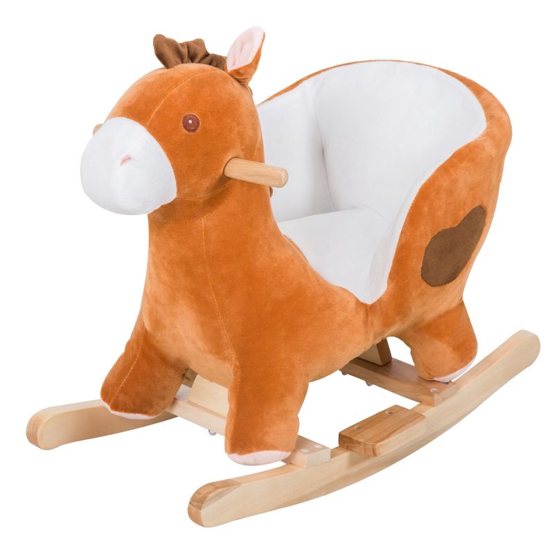 Qaba Kids Ride On Rocking Horse, Plush Animal Toy Sturdy Wooden Rocker with Songs for Boys or Girls, 4 of 9