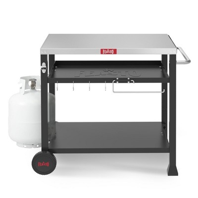 3Shelf Outdoor Grill Table Pizza Oven Table for Outside Movable Grill Cart with Wheels Indoor Outdoor Cooking Station