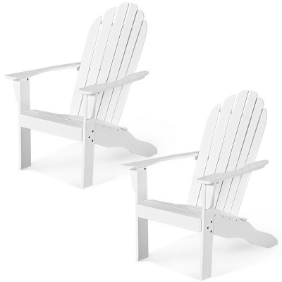 Tangkula 2PCS Wooden Classic Adirondack Chair Lounge Chair Outdoor Patio White