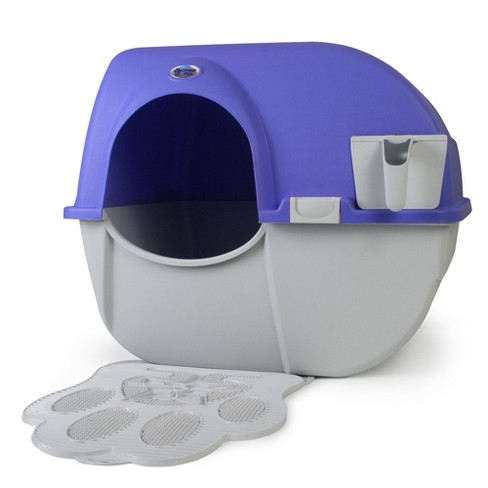 Omega Paw Enclosed No Scoop Self-Cleaning Litter Box & Paw Cleaning Mat for Cats