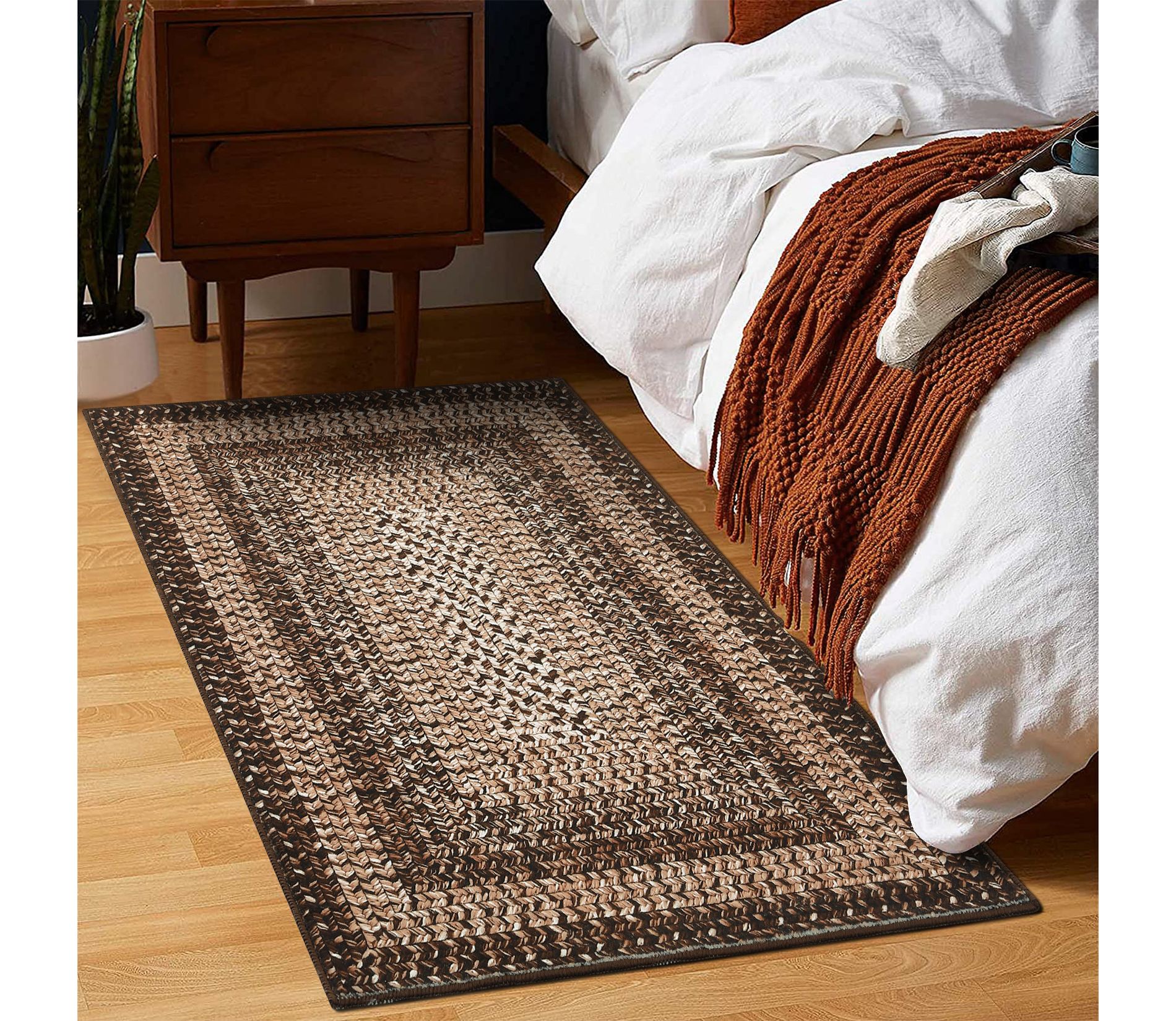 Washable Area Rugs for Living Room Non Slip Modern Braided Print Rug