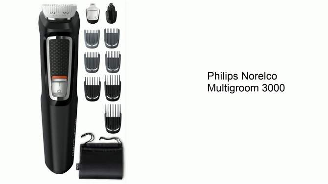 Philips Norelco Series 3000 Multigroom All-in-One Men&#39;s Rechargeable Electric Trimmer with 13 Attachments - MG3740/40, 2 of 17, play video
