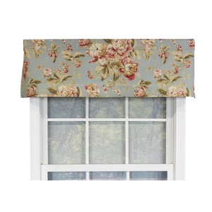 RLF Home Fleurette Tailored 100% Cotton with Fully Lined 3" Rod Pocket Valnance for Windows 50" x 14" Mist - 1 of 4