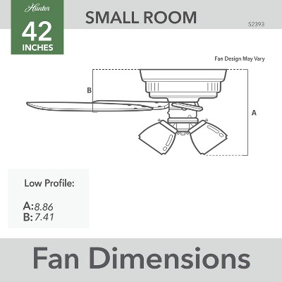 42" Matte Black Low Profile Ceiling Fan with LED Light