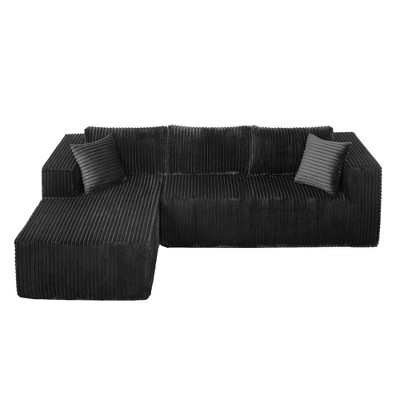 105" L-Shaped Cloud Sofa with Chaise, Modular Plush Sectional, Beige White,Black,Grey,No Assembly
