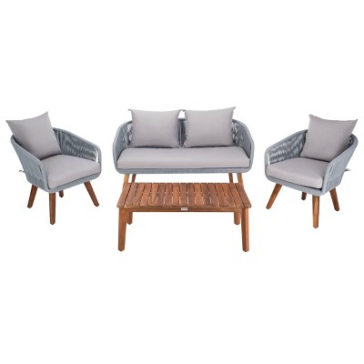 Prester 4pc Living Set - Gray/Natural - Safavieh