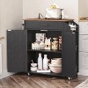 MaseiKar Kitchen Island with Power Outlet, Storage Island with Spice Rack and Drawer, Rolling Kitchen Cart on Wheels, for Home, Dining Room, Black - 2 of 4
