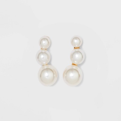 Pearl Gold Stud Earrings- A New Day&#8482; White