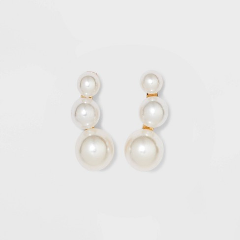 Pearl Gold Stud Earrings- A New Day™ White : Target