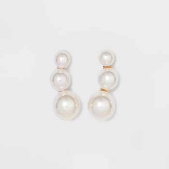 Pearl Gold Stud Earrings- A New Day™ White