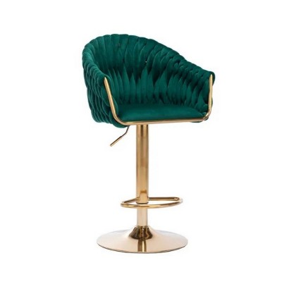 17.3'' Green Vintage Bar Stools with Back and Footrest Counter Height Dining Chairs