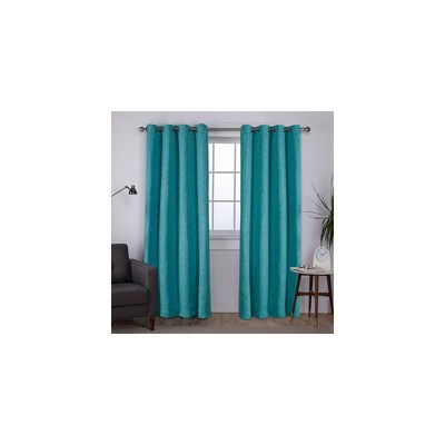 EXCLUSIVE HOME Vesta Heavyweight Textured Linen Room Darkening Blackout Grommet Top Curtain Panel Pair