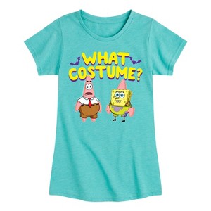 Girls' - SpongeBob SquarePants - What Costume Fitted Short Sleeve Graphic T-Shirt - 1 of 4