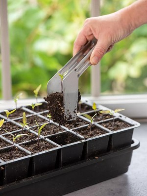 Gardener's Supply Company Seedling Transplant Tongs | Remove Seedling Starters Easily Reduces Root Damage | Stainless Steel - silver