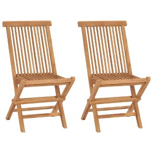 vidaXL Folding Patio Chairs 2 pcs Solid Teak Wood - 1 of 4