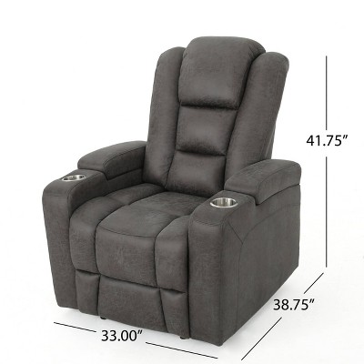 Everette Spot Black Microfiber Power Recliner with USB & Storage