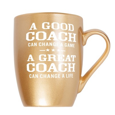 Elanze Designs Inspirational Appreciation Coffee Cup Mug 10 Ounce Ceramic With Shimmery Metallic Finish Good Coach Great Coach Vegas Gold
