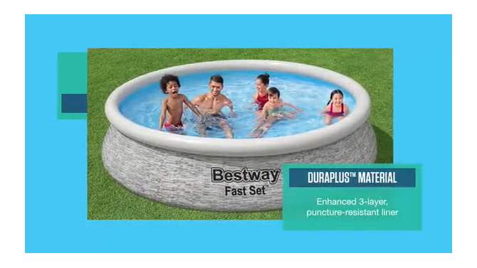 Bestway Inflatable Stacked Stone Design Outdoor Above Ground Backyard Swimming Pool Set, 2 of 10, play video