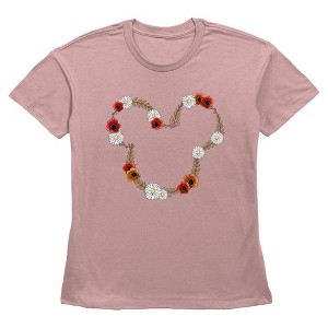 Women's Mickey & Friends Spring Red Flowers T-Shirt - 1 of 3