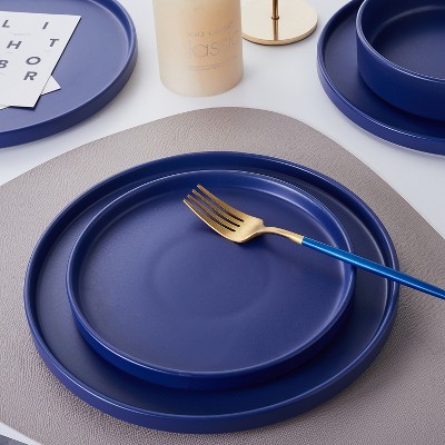 Blue Ceramic 16-Piece Dinnerware Set, Service for 4