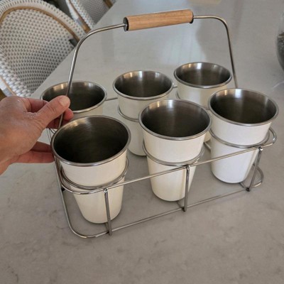 Metal and Rubberwood Caddy Sour Cream - Hearth & Hand™ with