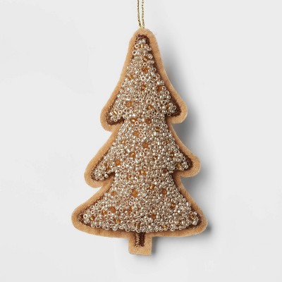Image of Beaded Fabric Tree Christmas Tree Ornament Brown - Wondershop™