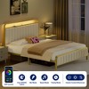 Greenstell Queen Bed Frame with Upholstered Headboard and Footboard & Charging Station & LED Lights Gray - 2 of 4