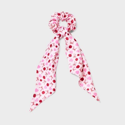 Valentine's Day Bow Heart and Rose Hair Twister with Tails - Pink/Red