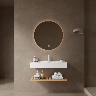 NicBex Floating Bathroom Vanity with Vessel Sink,Bathroom Sink Vanity with Striped Shelves,36/48 inch Bathroom Sink Cabinet without Faucet,White Brown