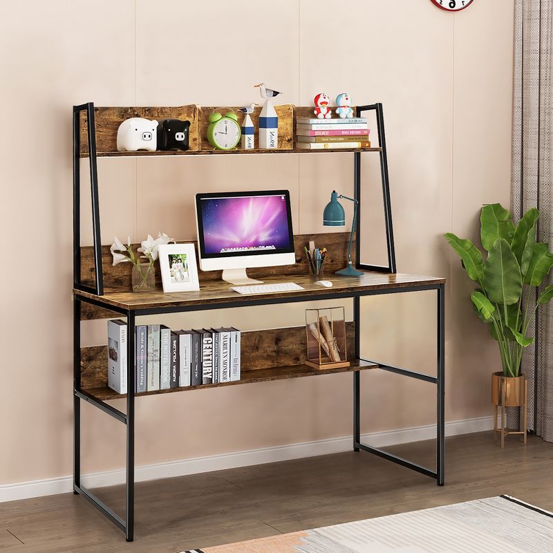 Costway 47'' Computer Desk w/ 3 Storage Cubes & Open Bookcase Home Office, 4 of 12