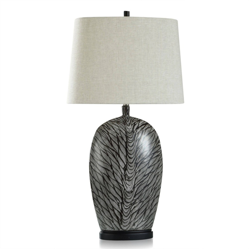 Photos - Floodlight / Street Light Obsidian Ceramic Table Lamp Silver - StyleCraft: Artisan Kiln Fired, Beige