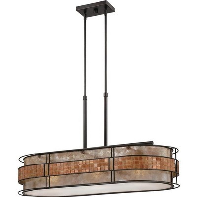 Renaissance Copper Drum Pendant Light with Mosaic Tile Shade