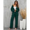 Womens Two Piece Long Sleeve Button Down Shirt Casual Outfits Pleated Wide Leg Pants Streetwear Set - 2 of 4