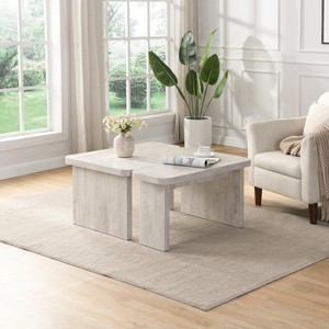 NicBex Natural Wood Rectangle Detachable Coffee Table Set,Single L-Shape End Table,Center Table for Livng Room - 1 of 4