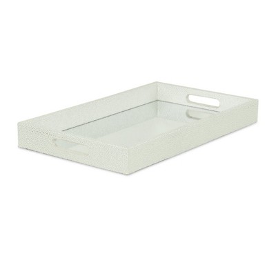 Cheung's Labai Shagreen Mirrored Tray White Silver