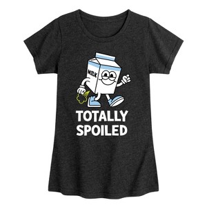 Girls' - Instant Message - Totally Spoiled Milk Carton Fart Fitted Short Sleeve Graphic T-Shirt - 1 of 4