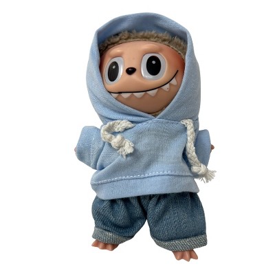 Casual Hoodie, Jeans, and Sneakers Outfit for 17.5 Labubu Dolls