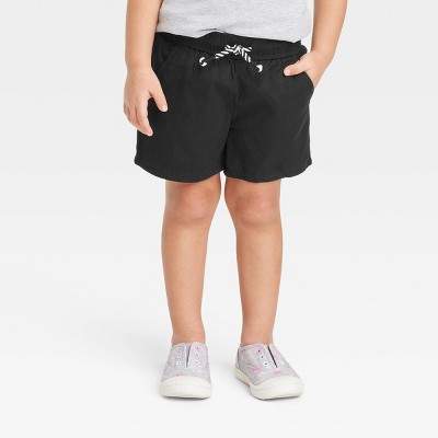 Image of Toddler Girls' Woven Shorts - Cat & Jack™ Black 2T: Comfort Fit, Drawstring, Pockets, Cotton Blend