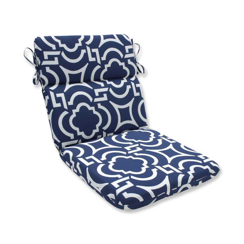 Outdoor Rounded Chair Cushion - Blue/White Geometric - Pillow Perfect, 1 of 5