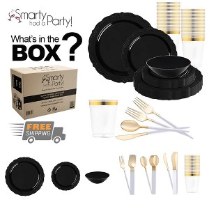 Smarty Had A Party Black Vintage Plastic Tableware Set - 60 Sets - 1 of 1