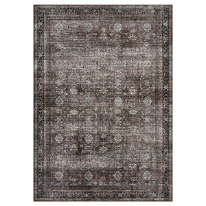 Vintage Washable Floral Print Living Room Rugs, Indoor Farmhouse Soft Bedroom Carpet, Low Pile Floor Cover for Dining Room Kitchen - 1 of 4
