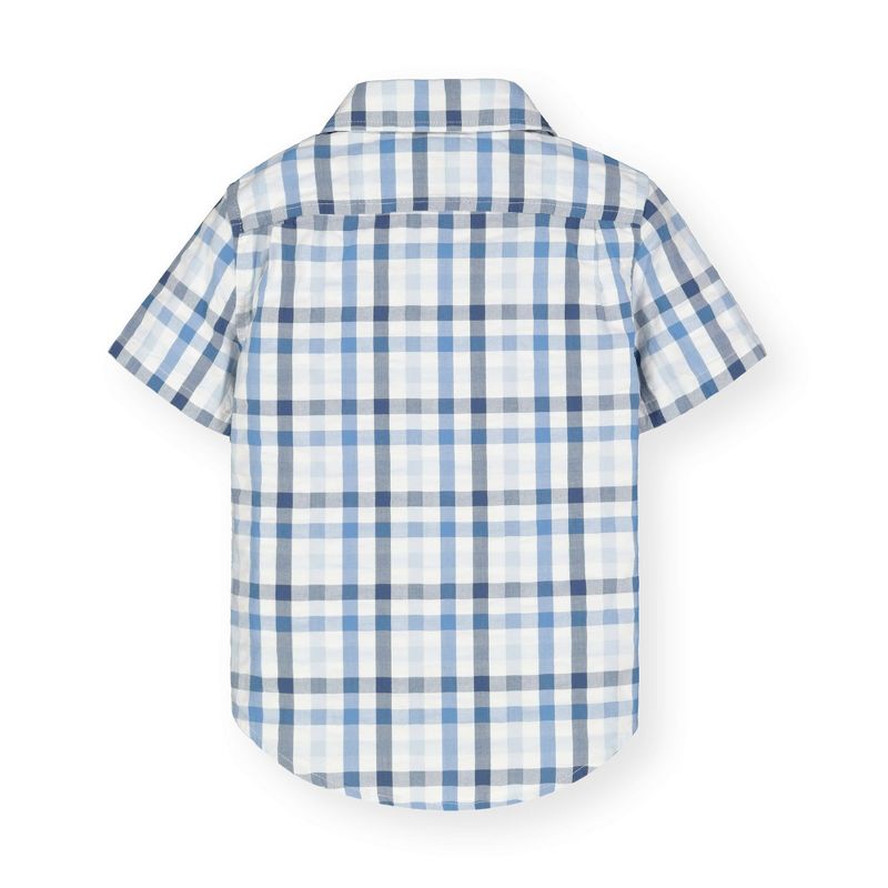 Hope & Henry Boys' Organic Seersucker Short Sleeve Button Down Shirt, Infant, 4 of 5