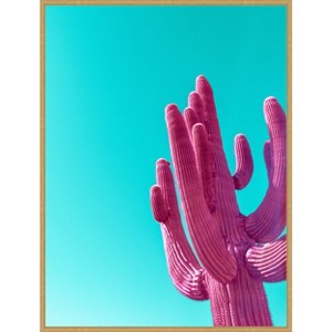 Amanti Art Magenta Pink Saguaro by Tom Windeknecht Canvas Wall Art Print Framed - 1 of 4