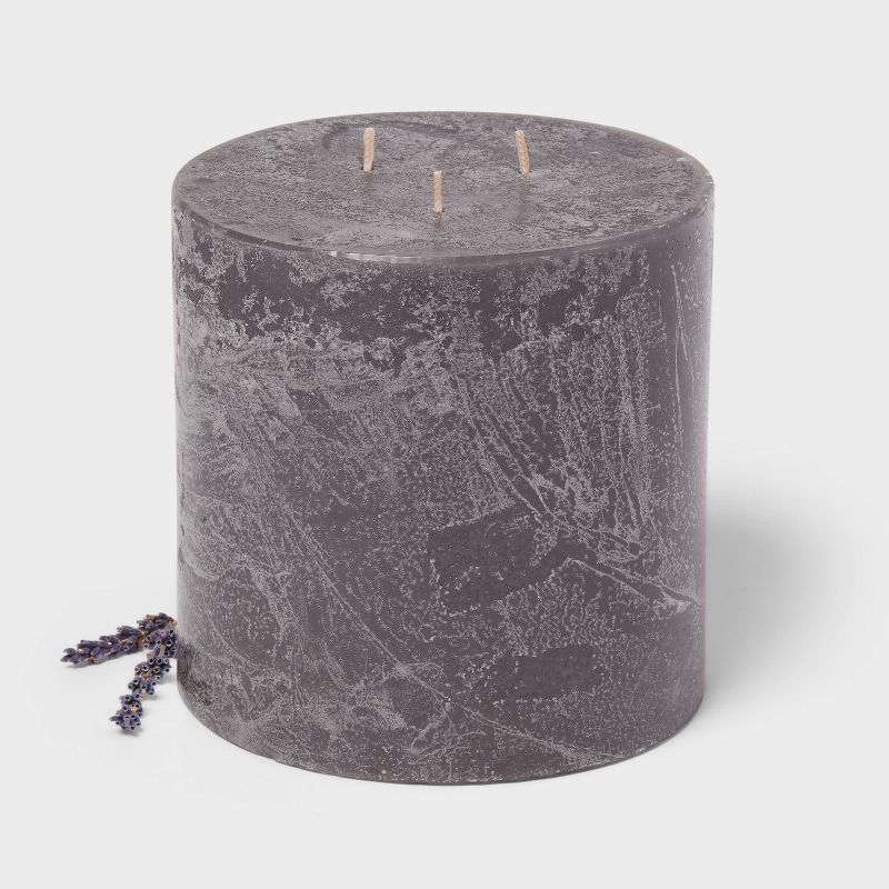 3-Wick 6&#34;x6&#34; Pillar Candle Charcoal and Black Teak - Threshold&#8482;, 2 of 3