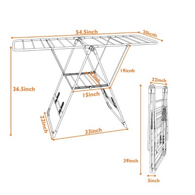 White and Black Steel Freestanding Folding Drying Rack with 2 Tiers